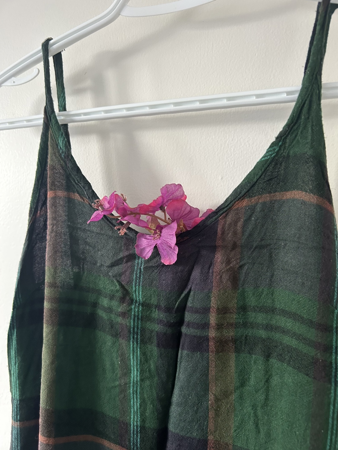 Urban Outfitter Green Plaid Slip Dress