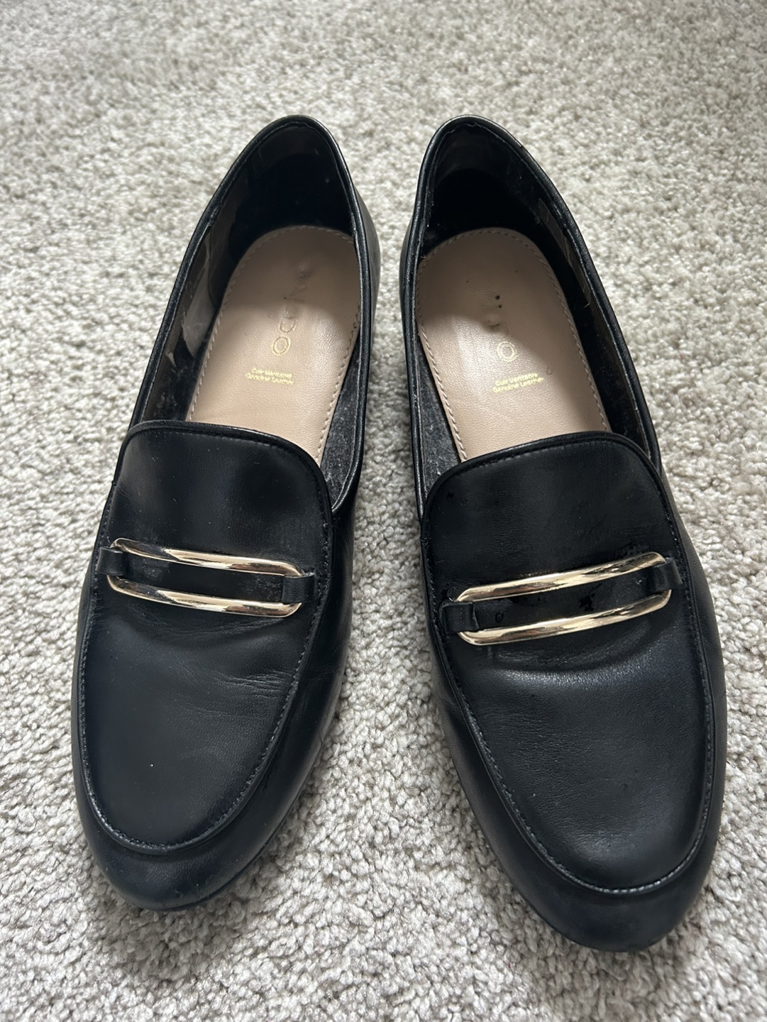 Aldo Black Leather Loafers with Gold Detail - photo 3