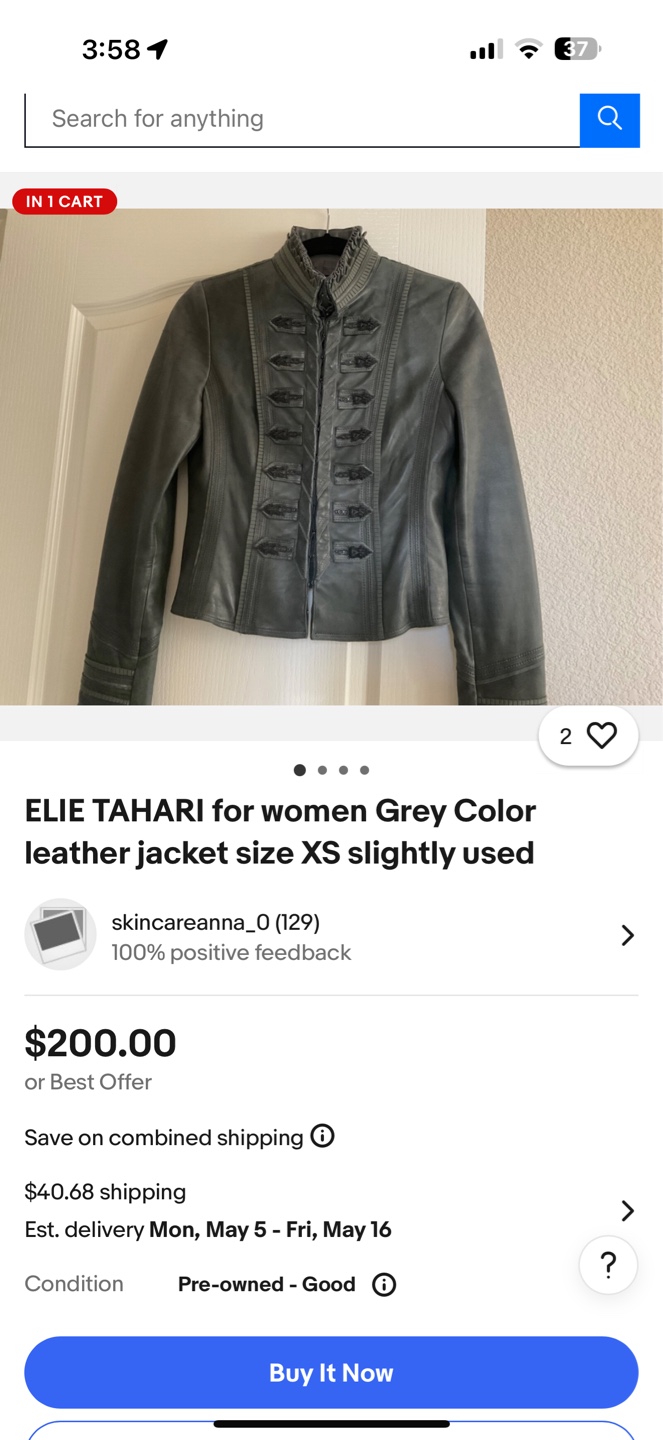 Danier Women's Grey Leather Jacket Medium - photo 4