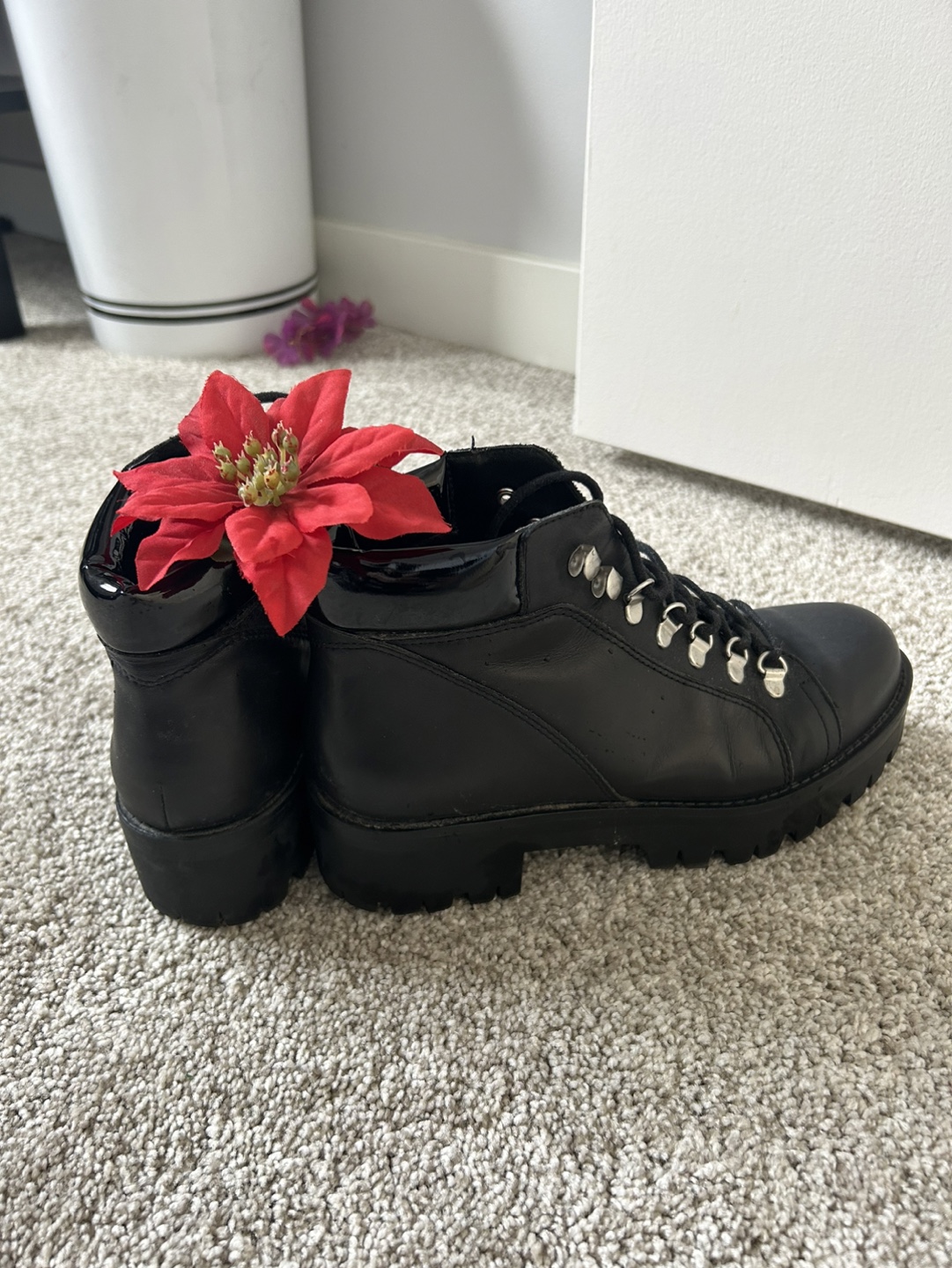 Urban Outfitter Black Leather Lace-Up Boots - photo 4