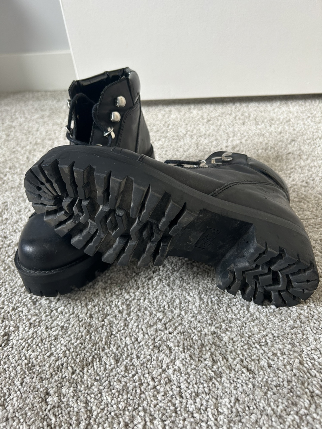 Urban Outfitter Black Leather Lace-Up Boots - photo 3