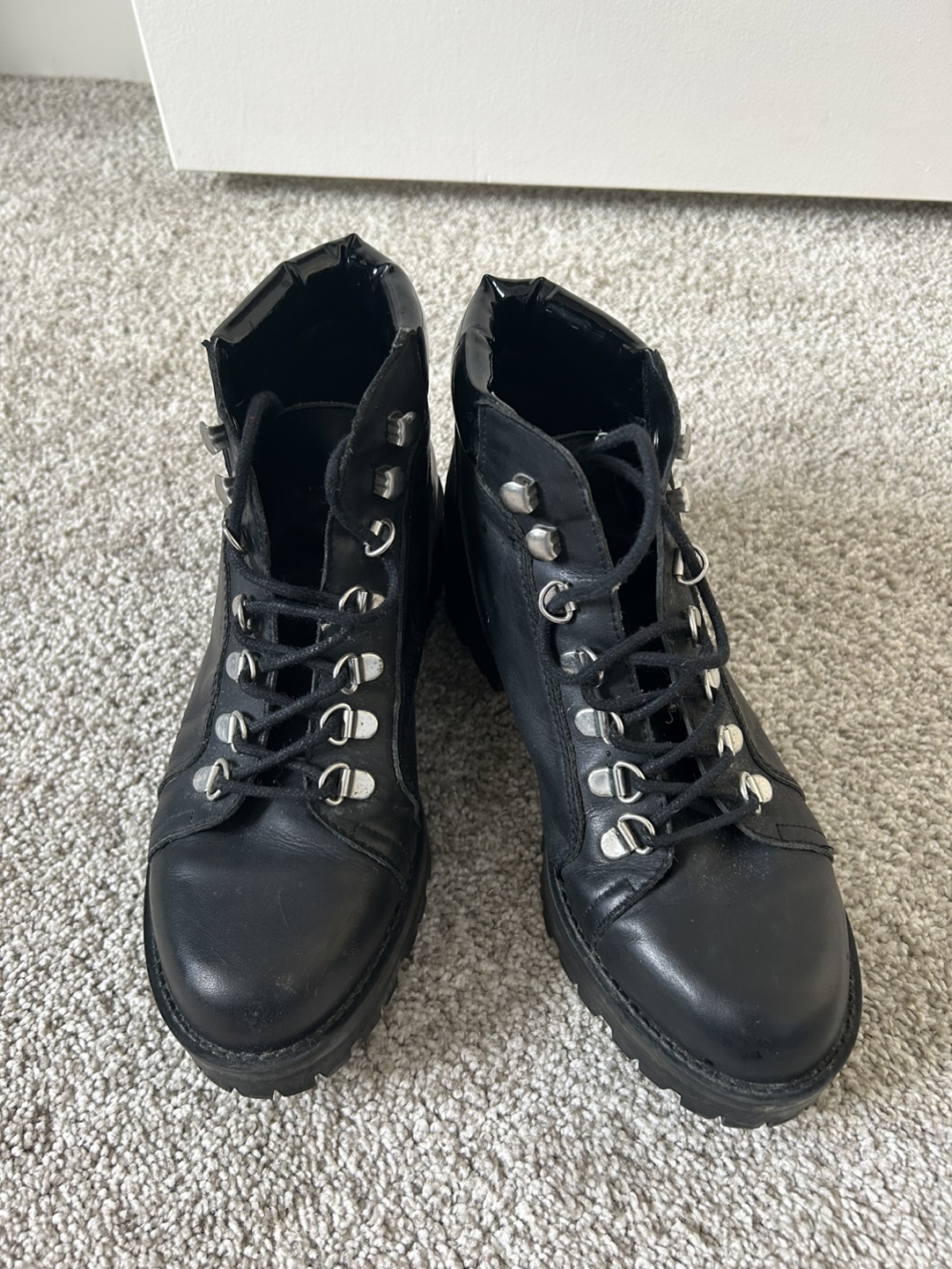 Urban Outfitter Black Leather Lace-Up Boots - photo 2