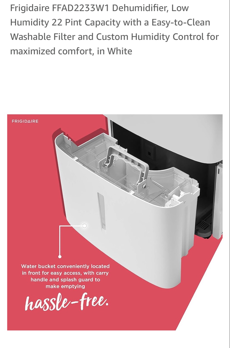 Frigidaire FFAD2233W1 Dehumidifier - photo 3