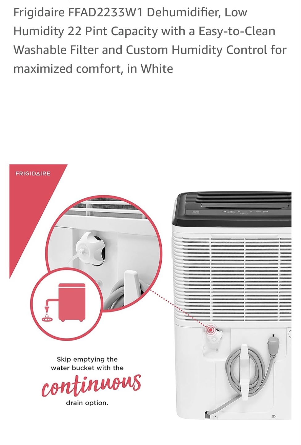Frigidaire FFAD2233W1 Dehumidifier - photo 4