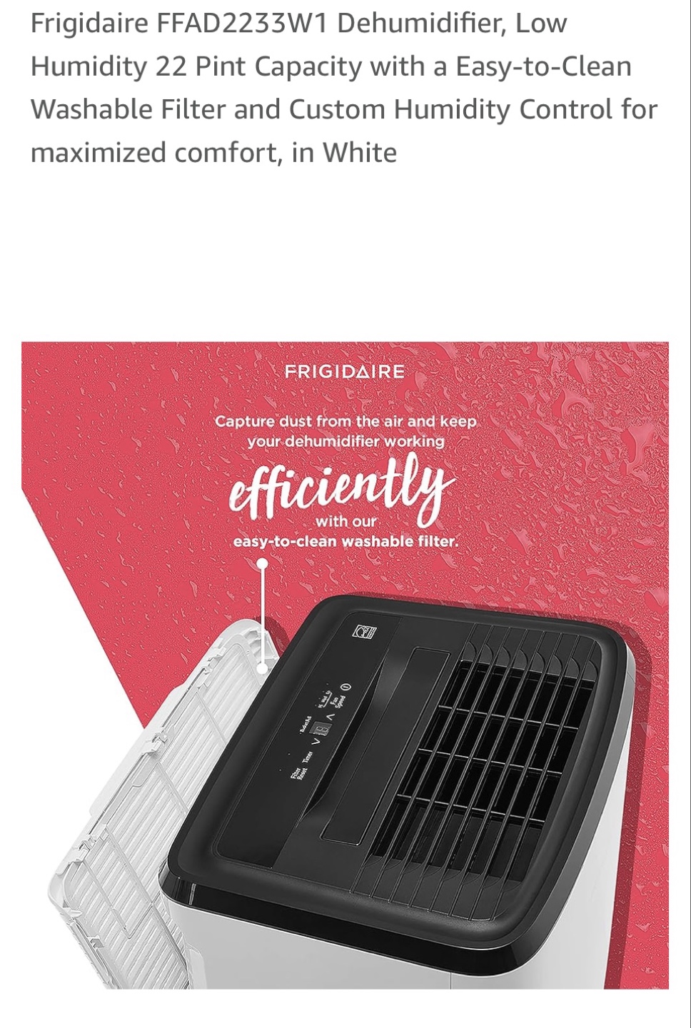 Frigidaire FFAD2233W1 Dehumidifier - photo 5