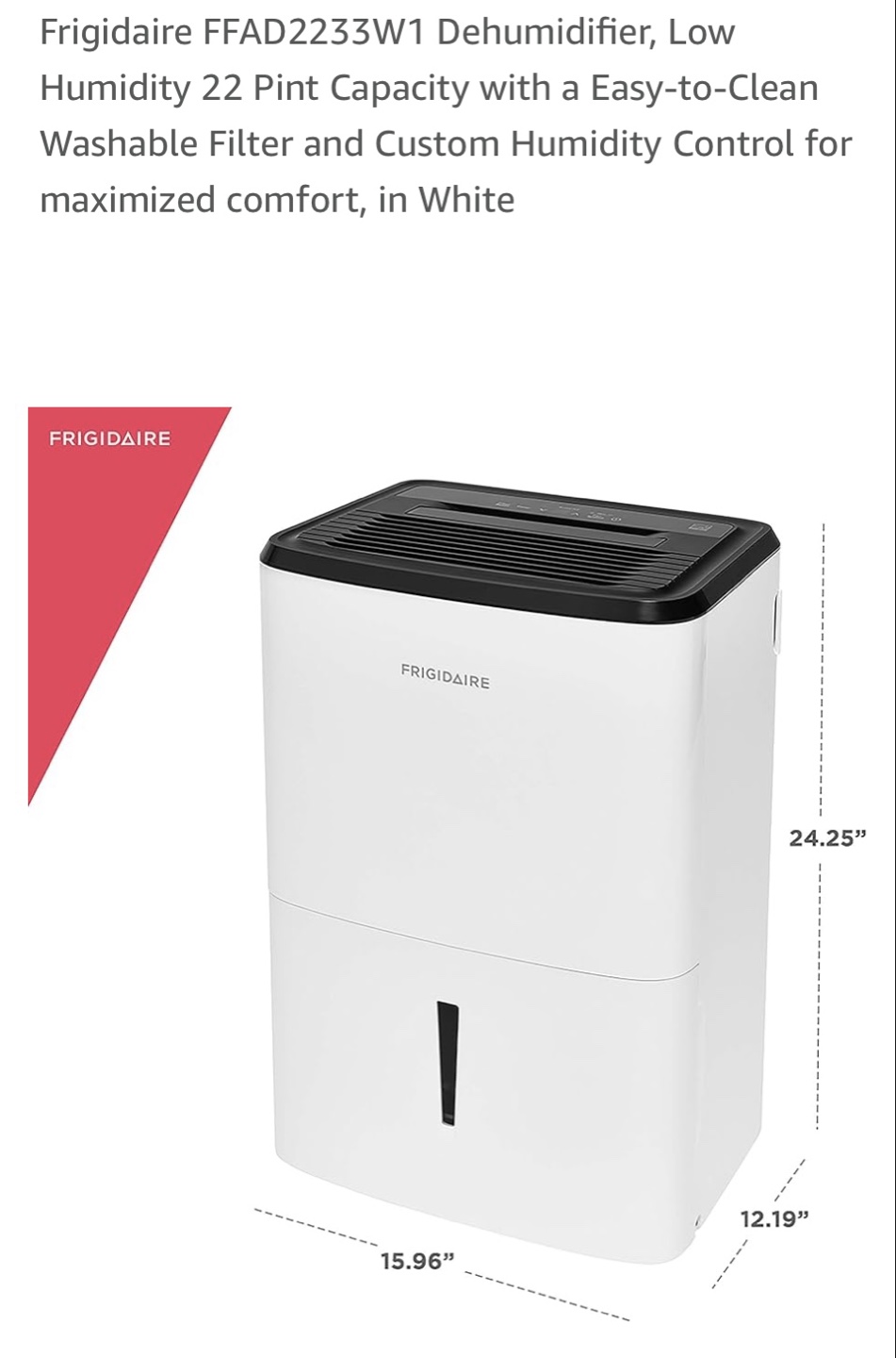 Frigidaire FFAD2233W1 Dehumidifier