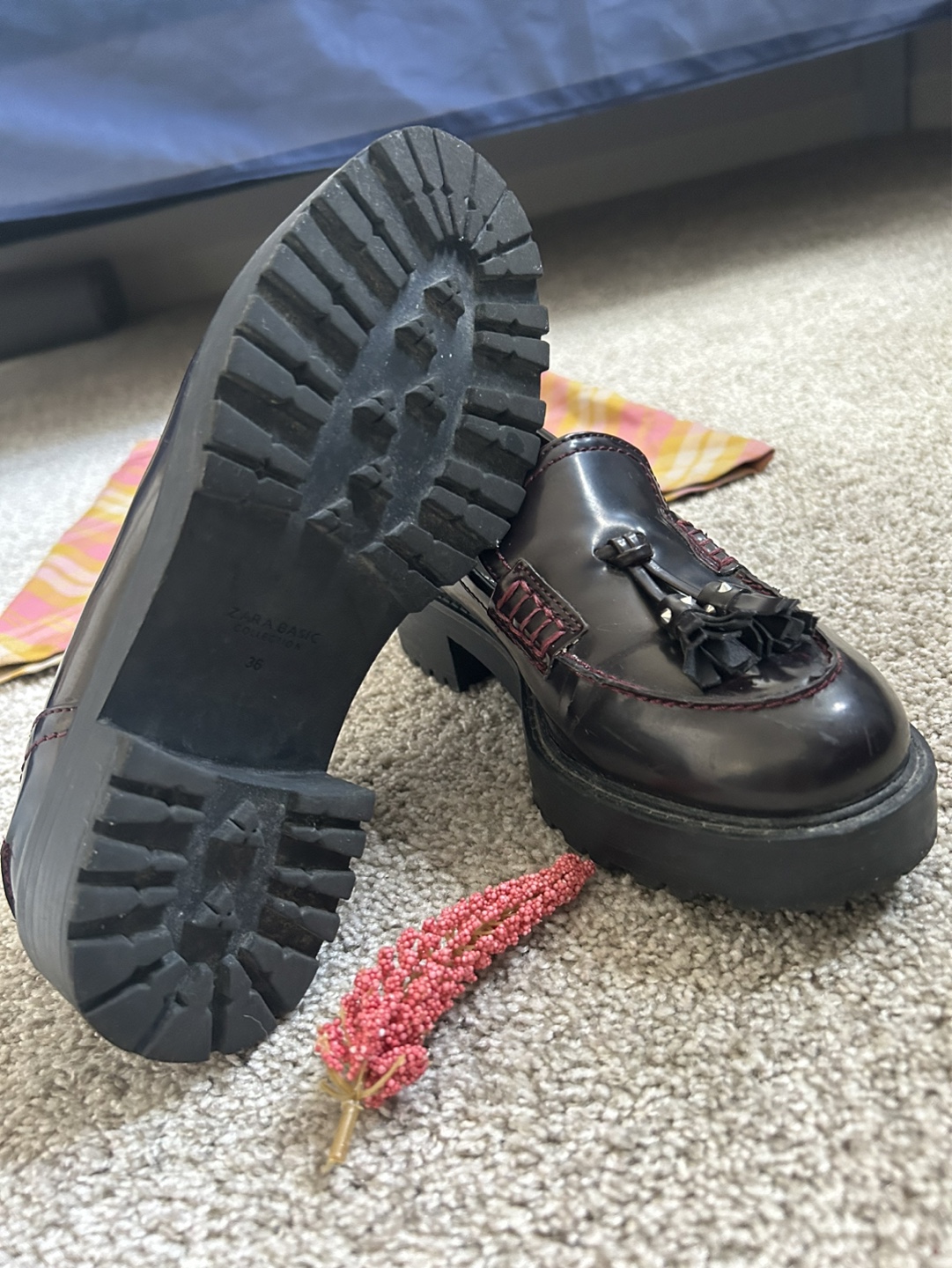 Zara burgundy platform loafers - photo 3
