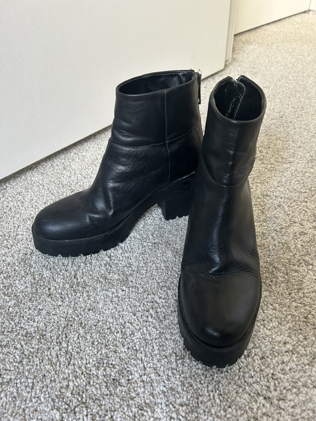 Zara Black Leather Ankle Boots - photo 3