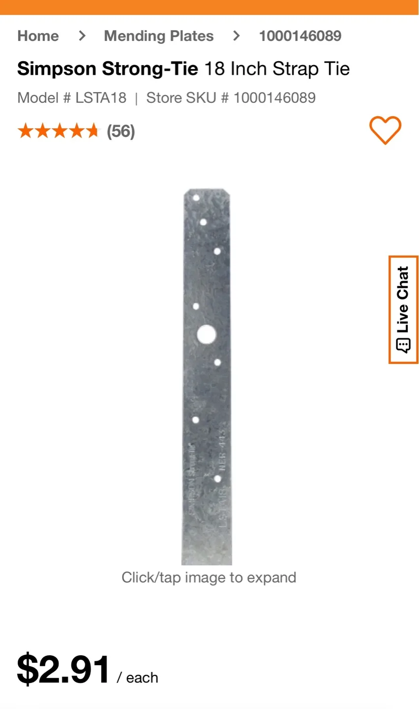 Simpson Strong-Tie 18 Inch Strap Tie LSTA18 image indicator(3)