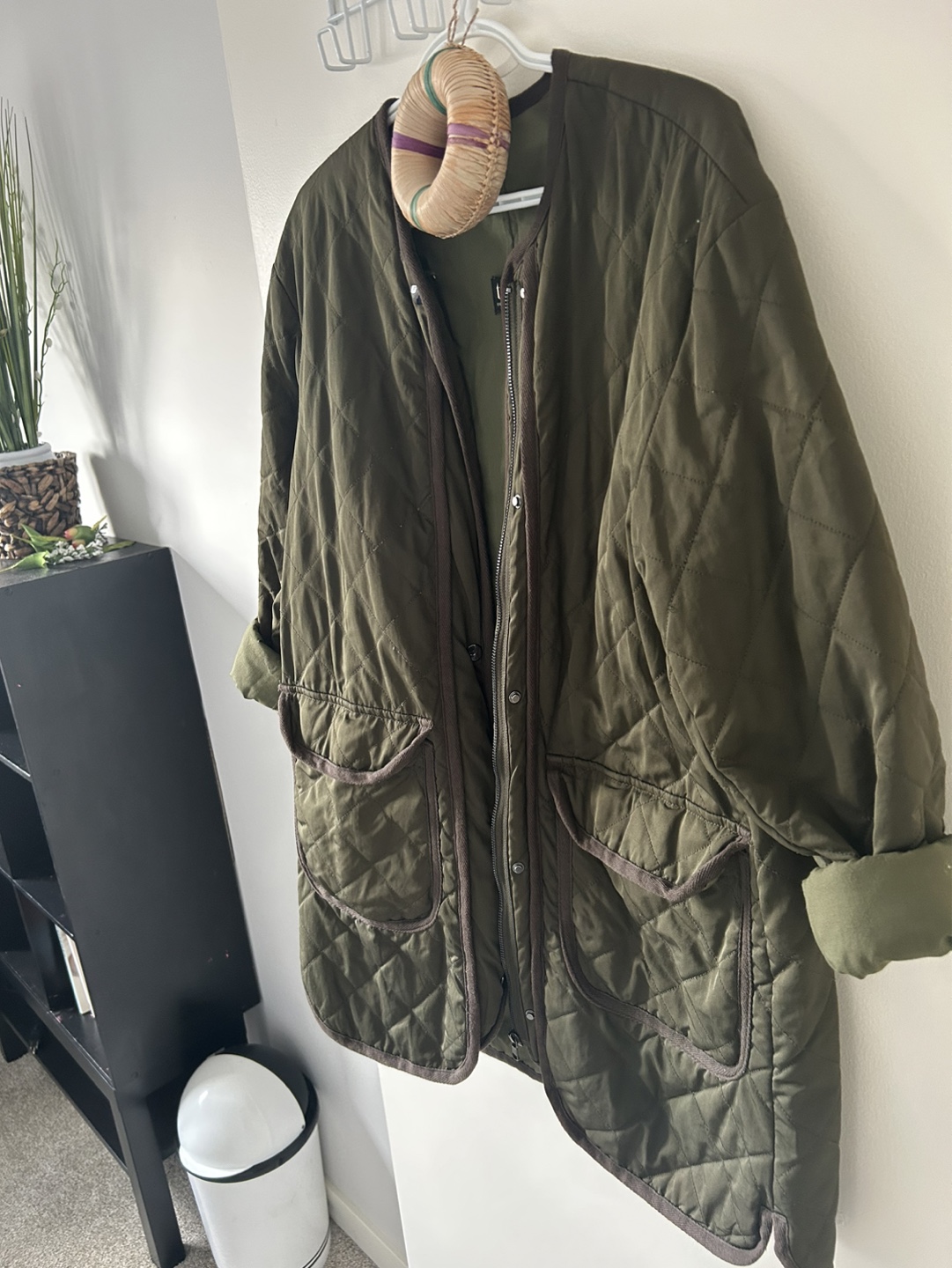 Zara Olive Green Quilted Jacket