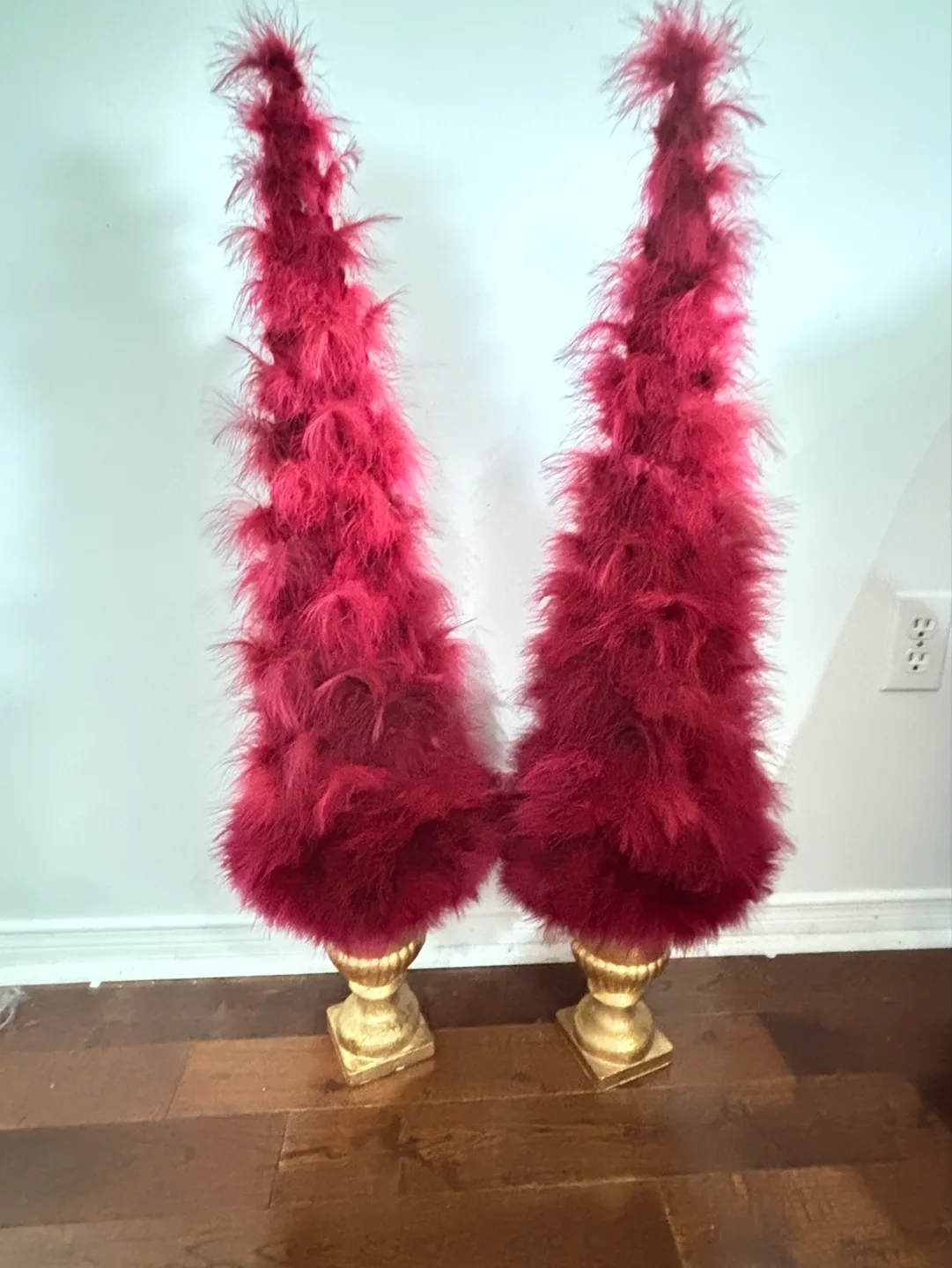 Pair of Burgundy Feather 3ft  Christmas Trees image indicator(3)