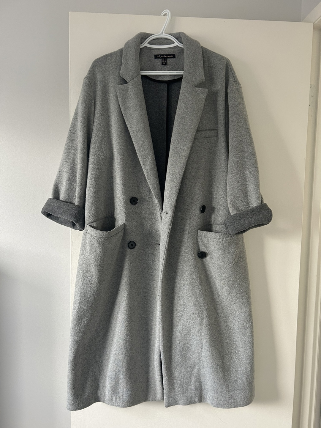 Zara Grey Double-Breasted Longline Coat - photo 4