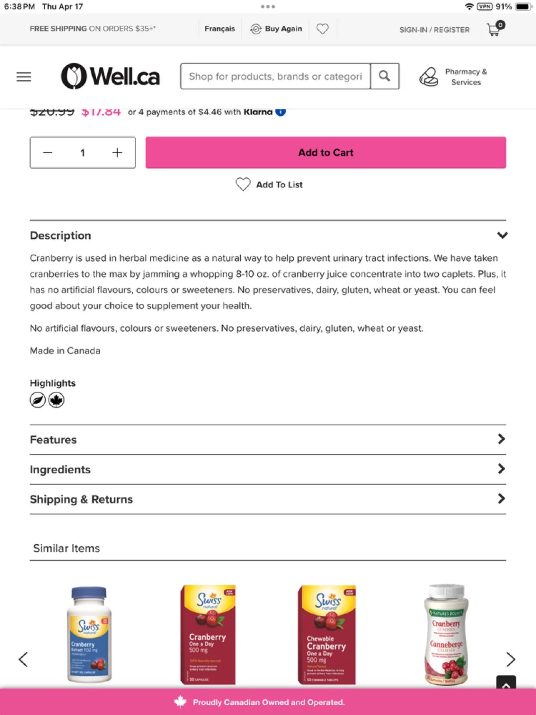 Swiss Natural Cran-Max 250mg Capsules - 60 Caplets image indicator(2)