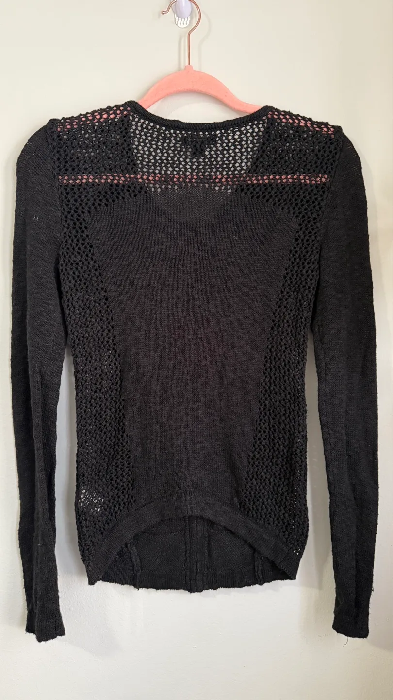 Lucky Brand Black Knit Zip-Up Sweater XS image indicator(4)