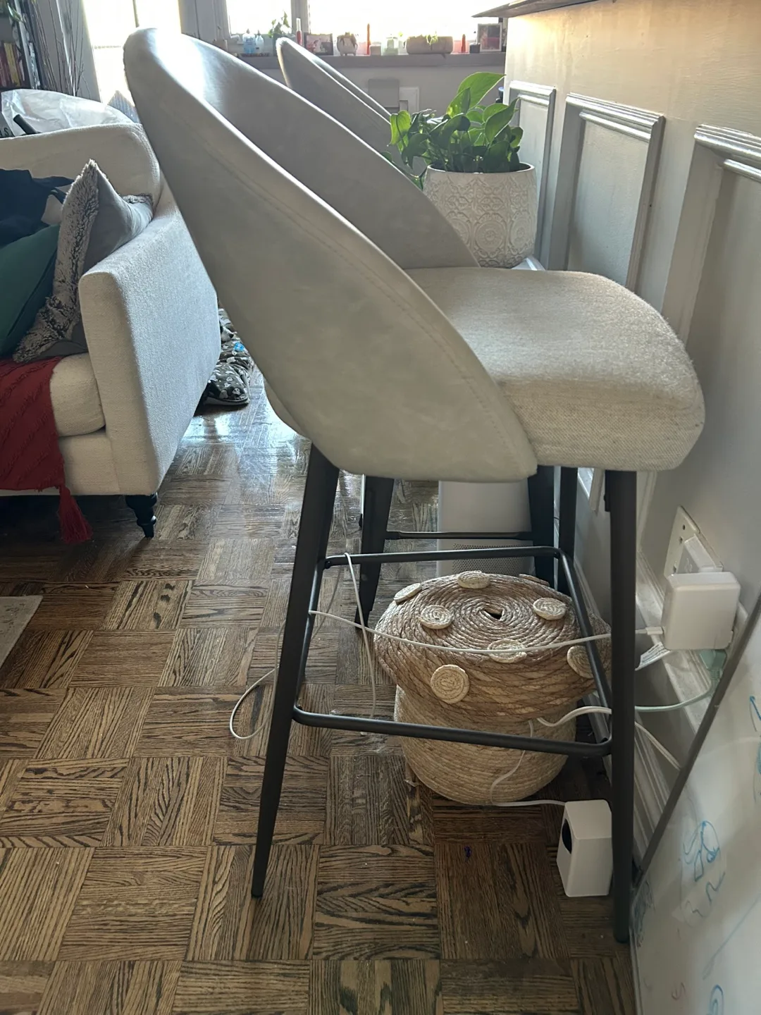 Modern Grey Fabric Bar Stools x2 image indicator(3)