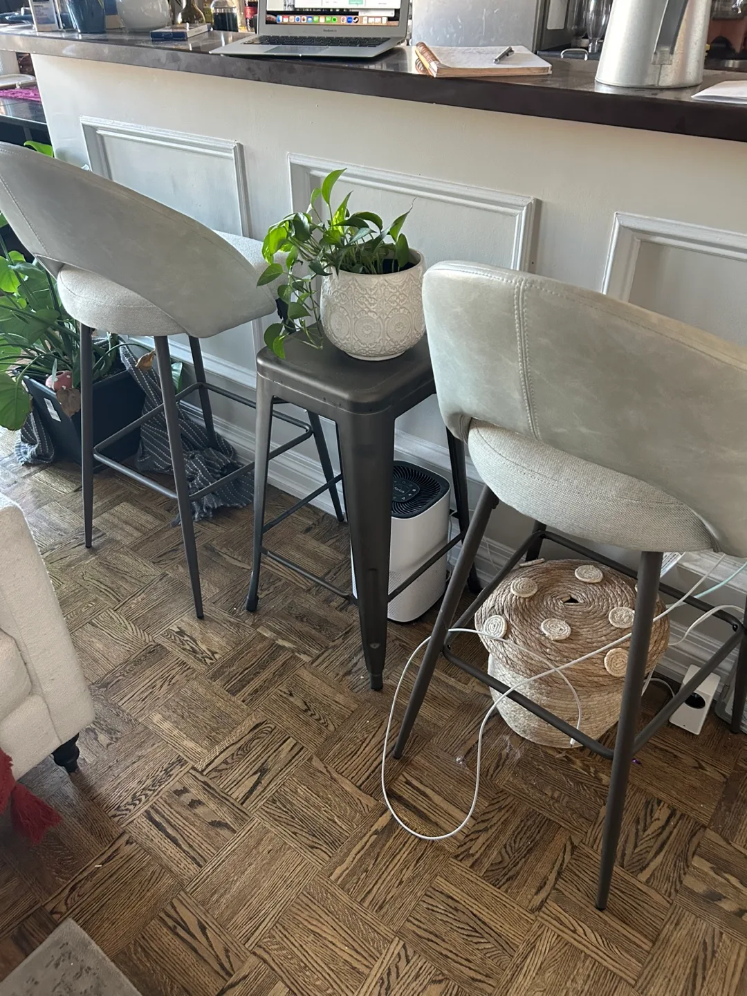 Modern Grey Fabric Bar Stools x2 image indicator(2)