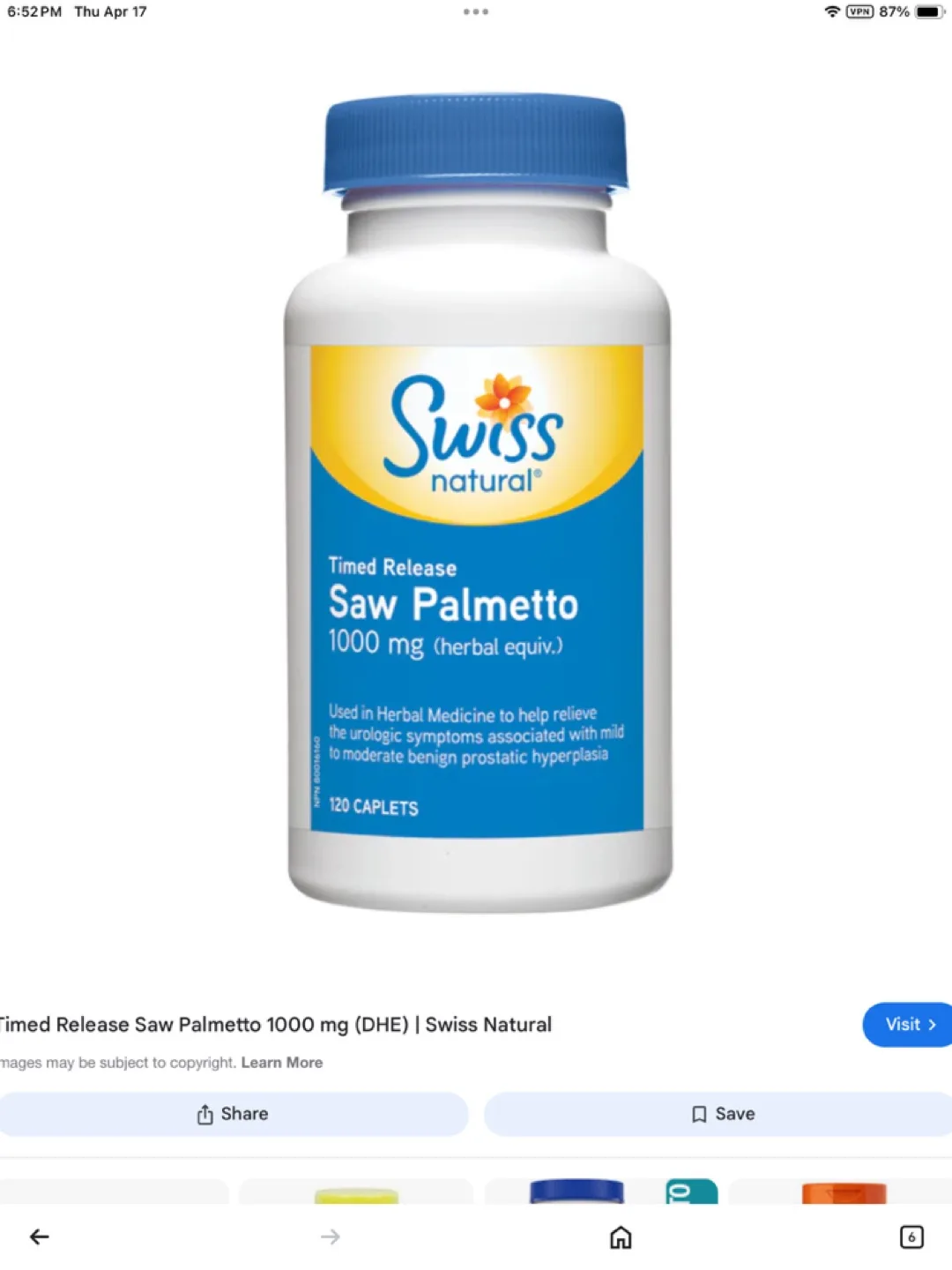 Swiss Natural Timed Release Saw Palmetto 1000 mg
