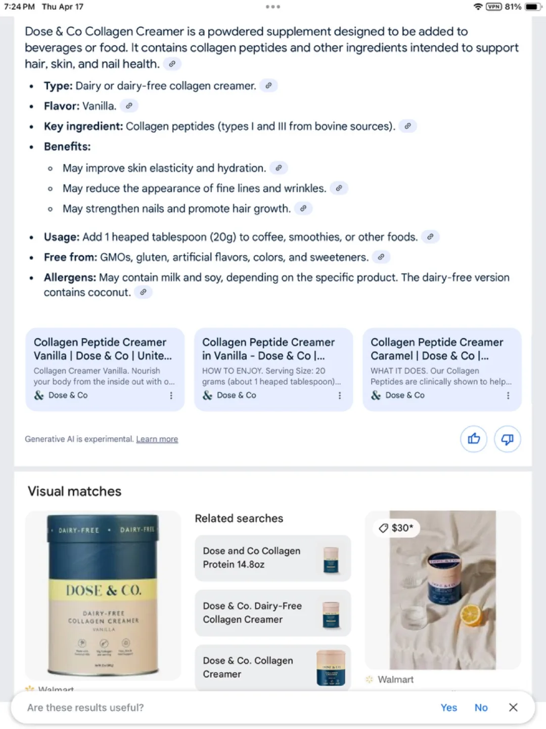 Dose & Co. Dairy-Free Collagen Creamer - Vanilla