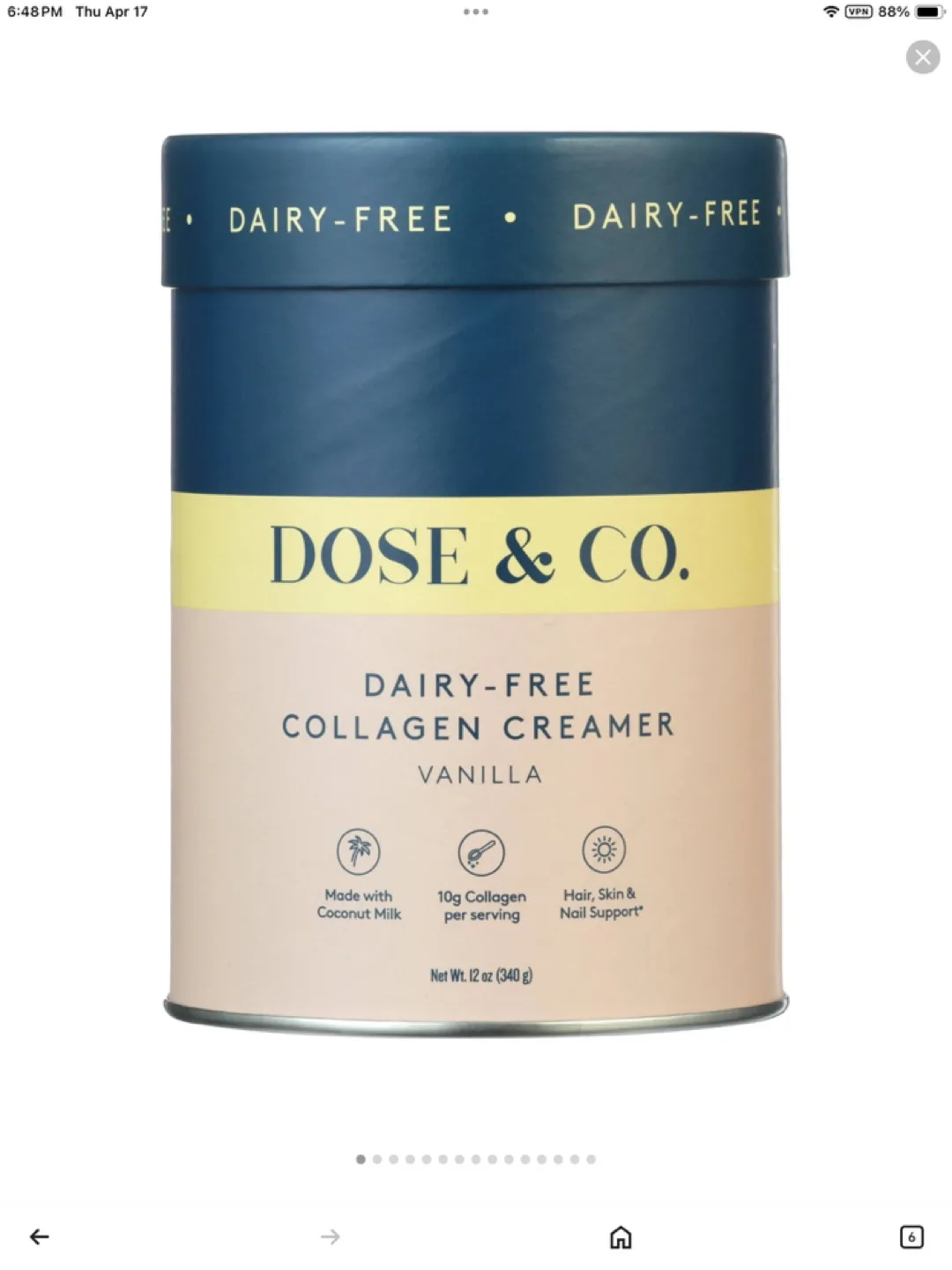 Dose & Co. Dairy-Free Collagen Creamer - Vanilla image indicator(3)