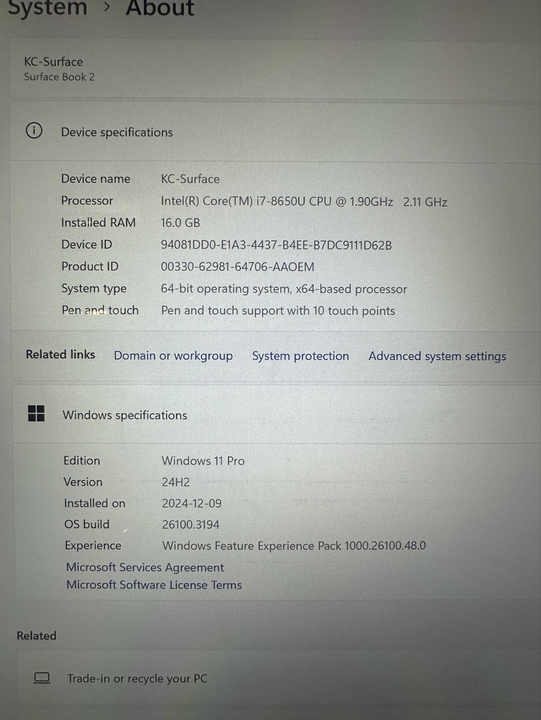 Microsoft Surface Book 2 15” - i7 - 16GB RAM - Windows 11 Pro - photo 5