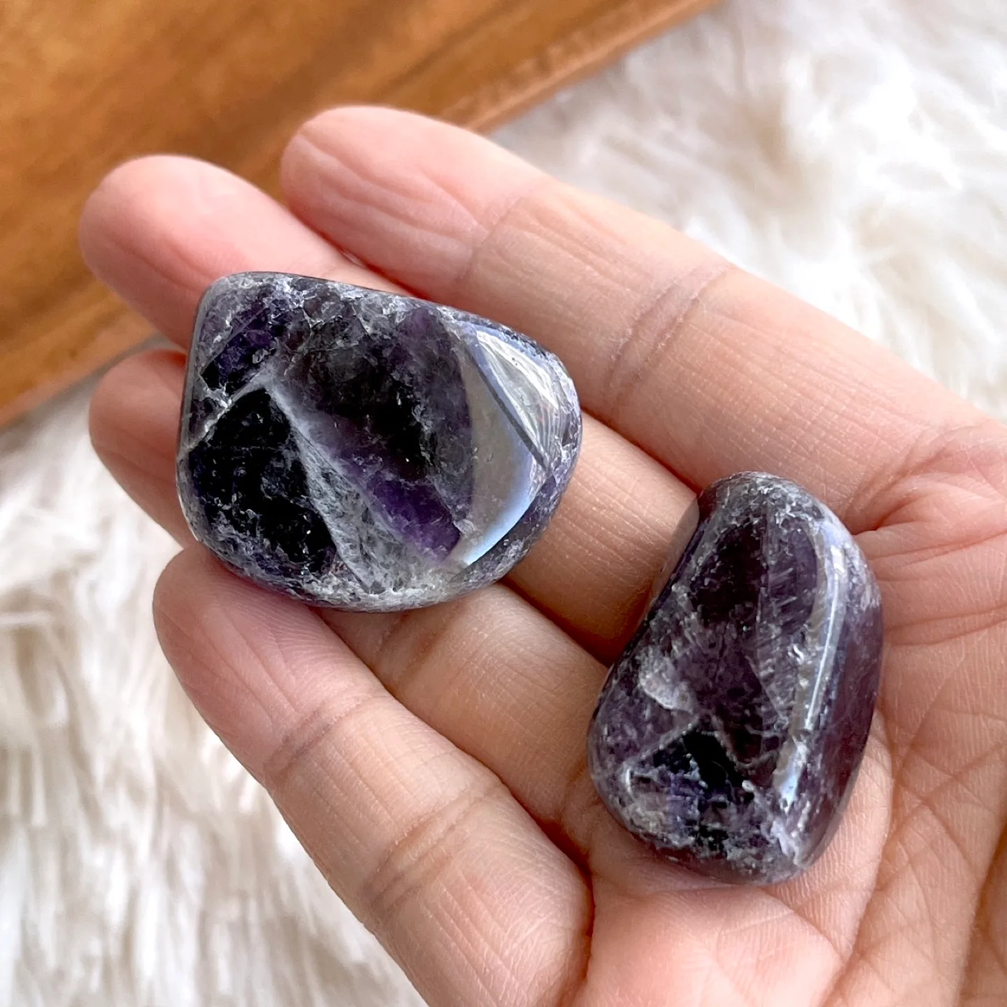 Pair of Dream Amethyst Tumbled Gemstones Set #1 💚 image indicator(5)