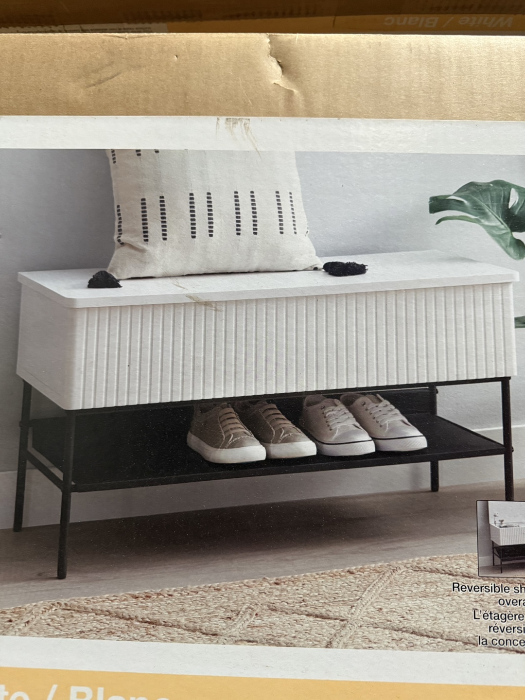 StyleWell 36-inch Open-Top Storage Bench with Shoe Shelf