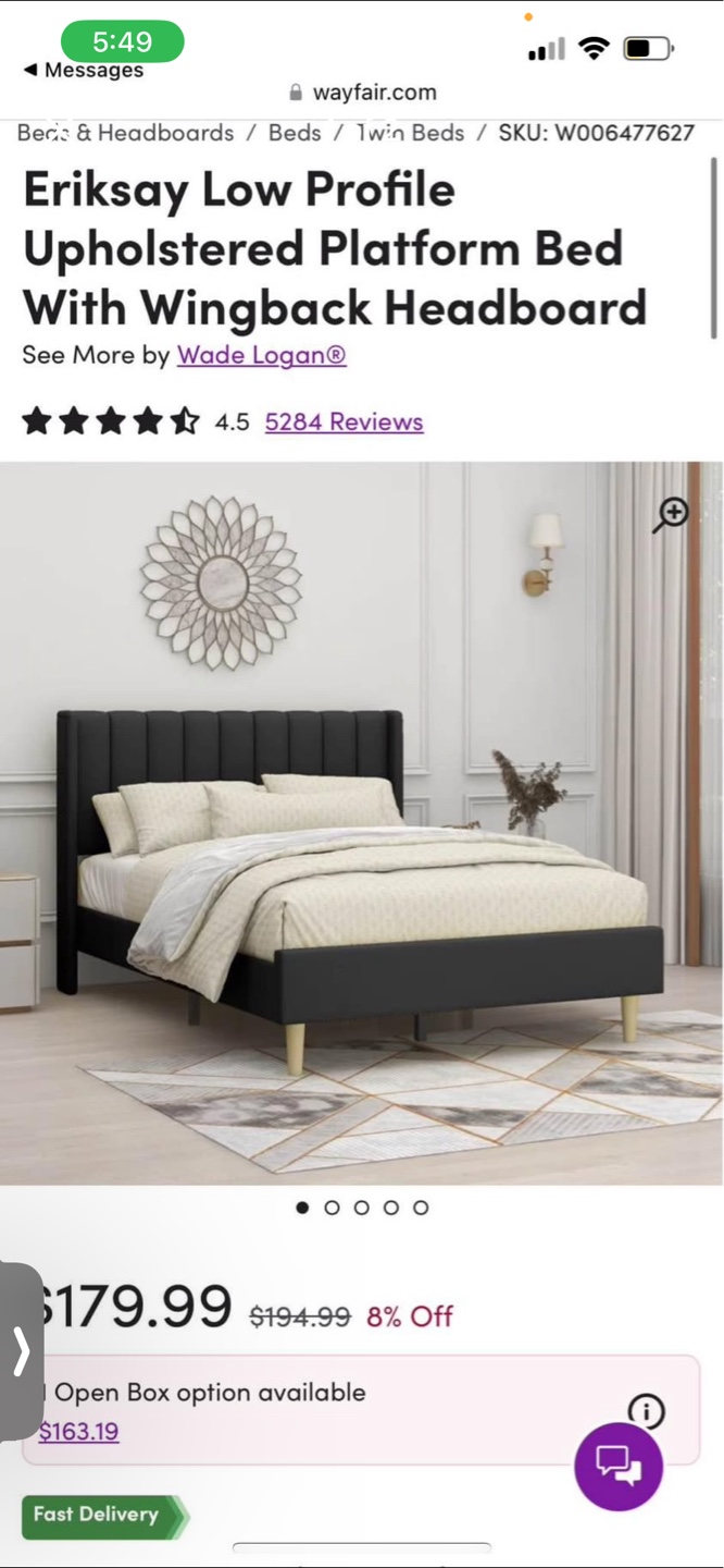 Wade Logan Erika Low Profile Upholstered Platform Bed