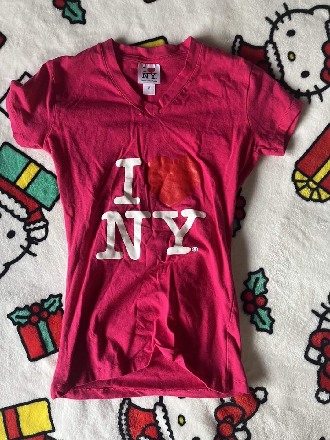 I ♥ NY Officially Licensed Pink V-Neck T-Shirt - Size M