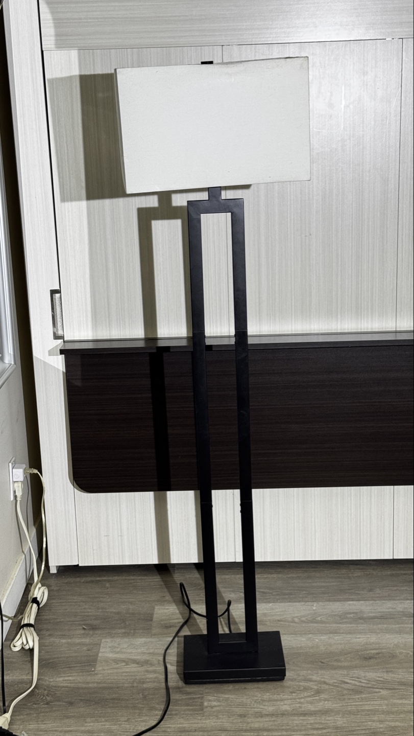Modern Black Floor Lamp with Rectangular Shade - photo 3