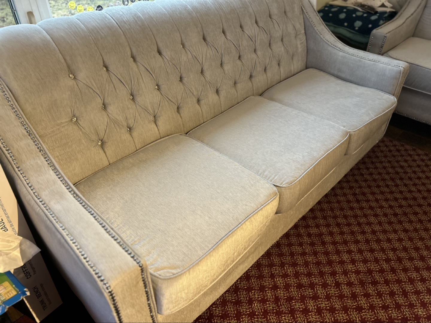Light Grey Velvet Sofa Set - photo 2