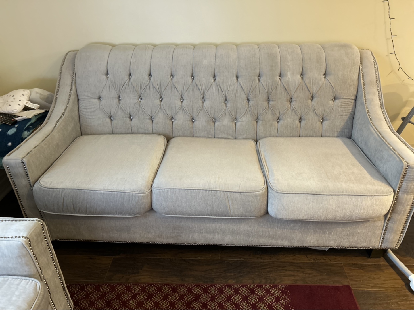 Light Grey Velvet Sofa Set - photo 3