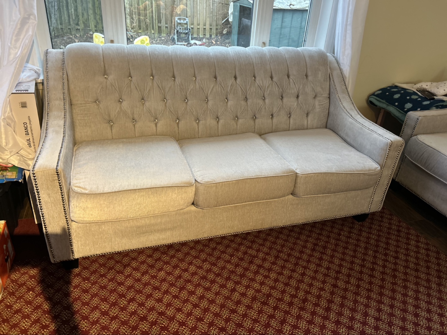 Light Grey Velvet Sofa Set