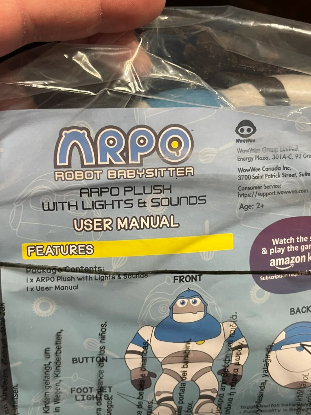 ARPO Robot Babysitter Plush Toy with Lights & Sounds image indicator(2)