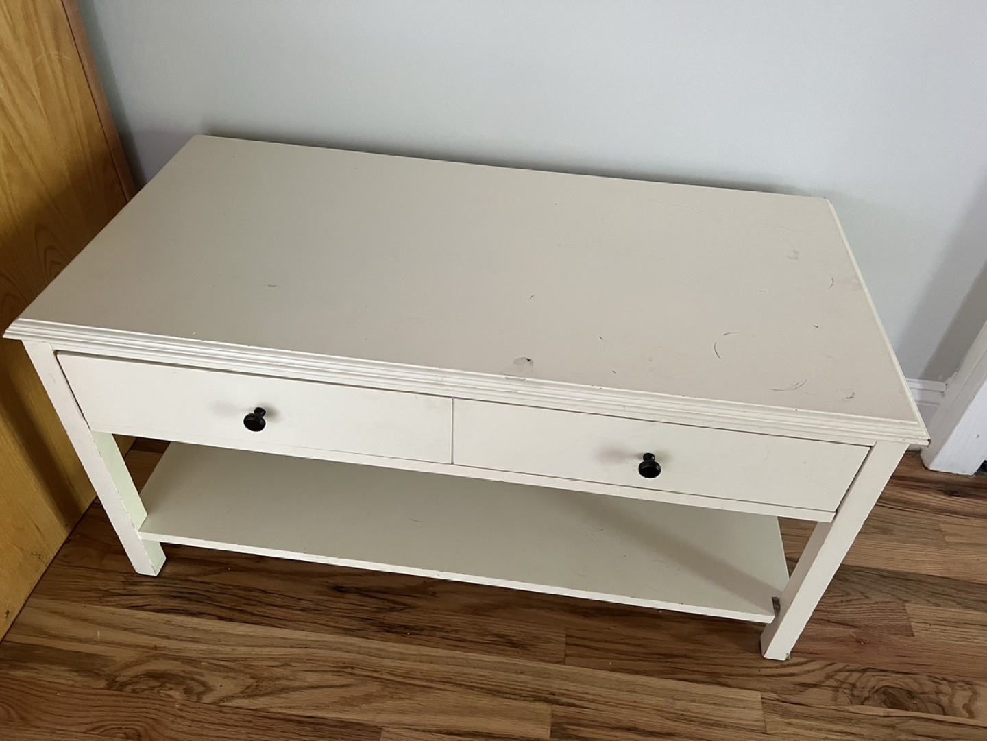 White Console Table with Two Drawers