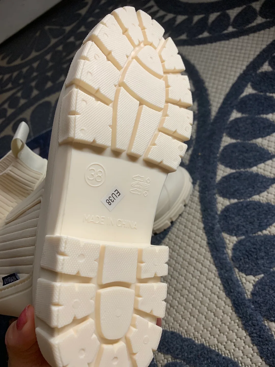 Cream Knit Rain Boots - Size 38 image indicator(5)