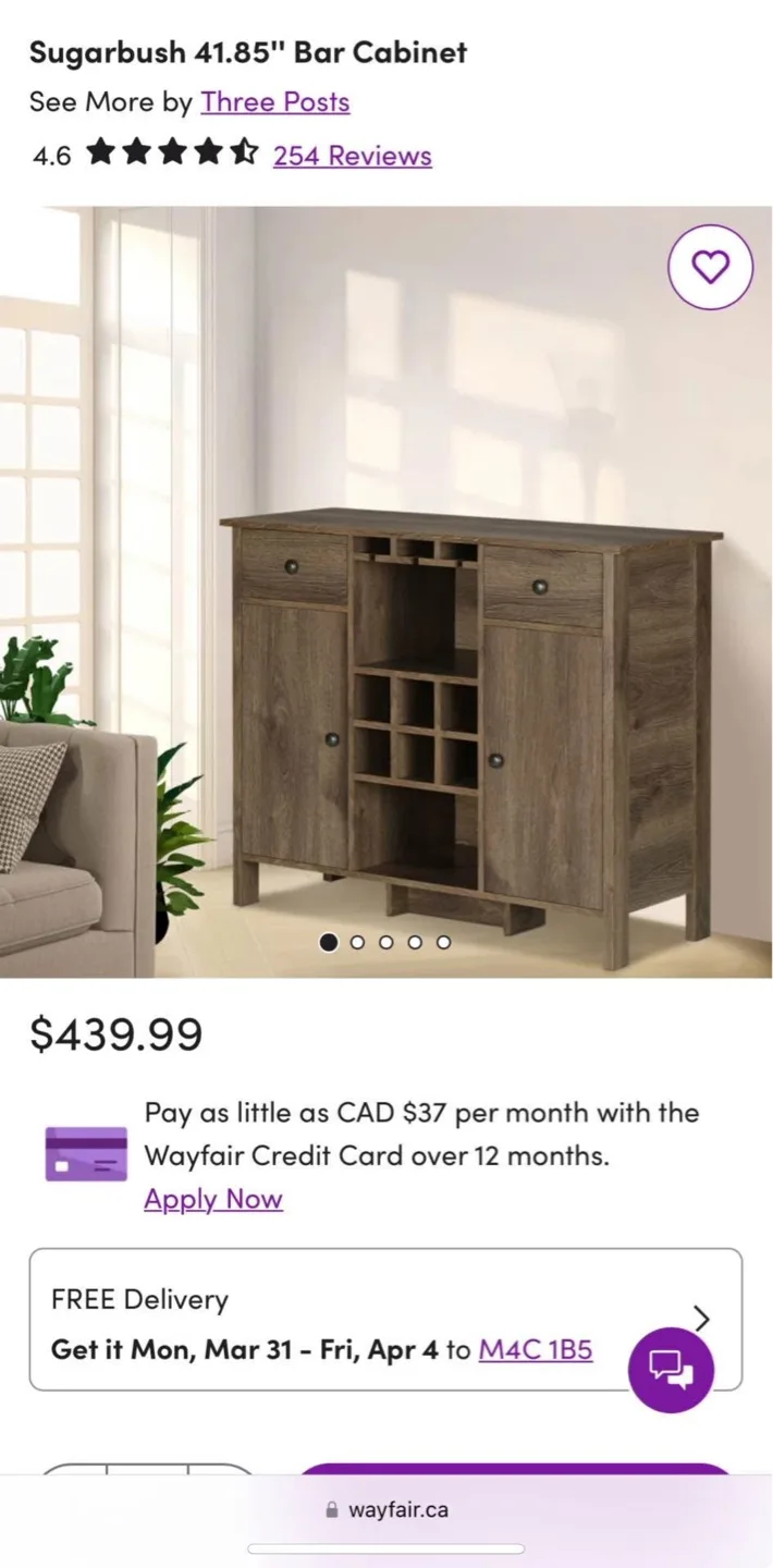 Sugarbush 41.85" Bar Cabinet - Distressed Walnut image indicator(3)