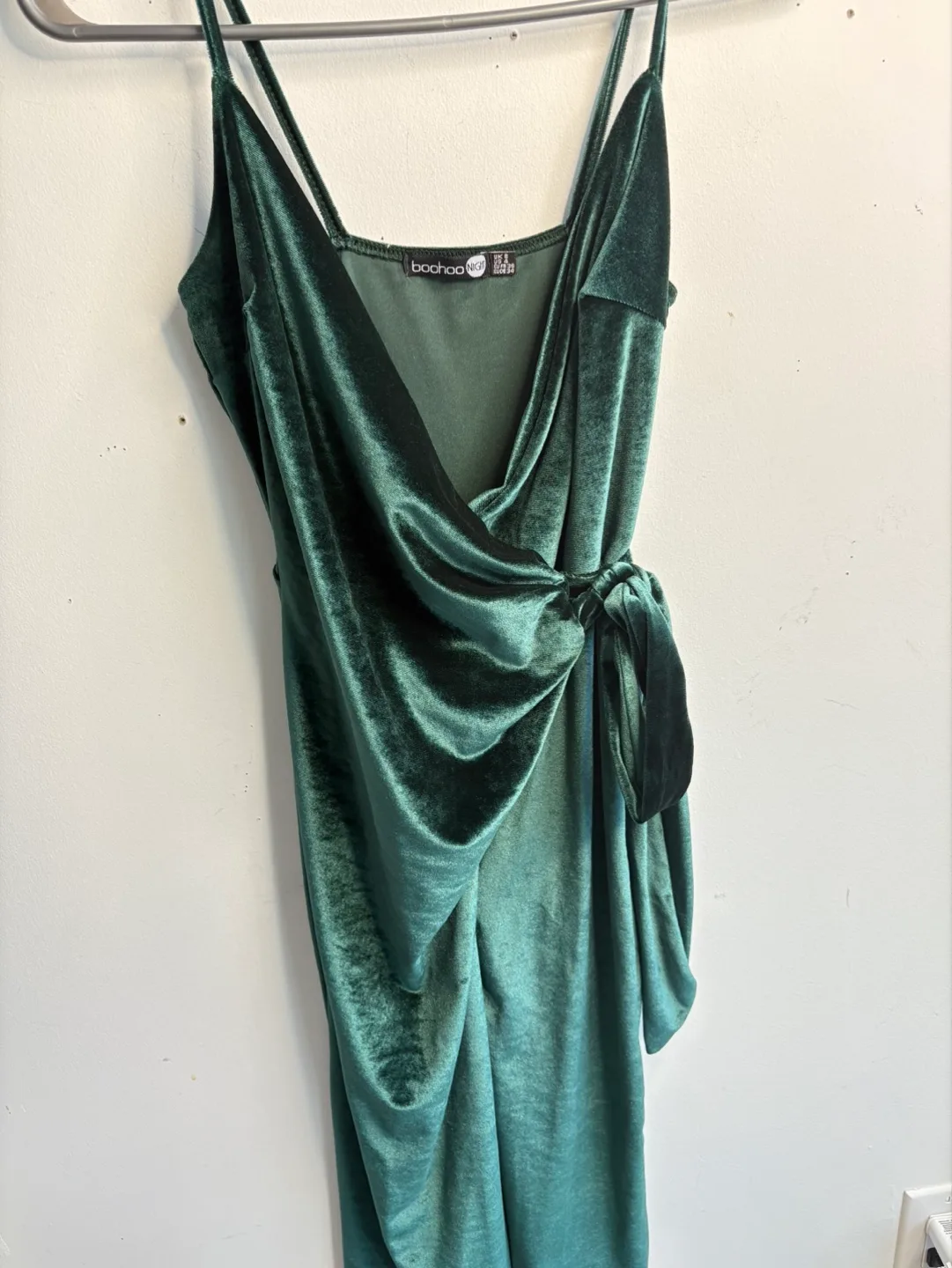 Boohoo Night Velvet Wrap Dress - Size 8 thumbnail