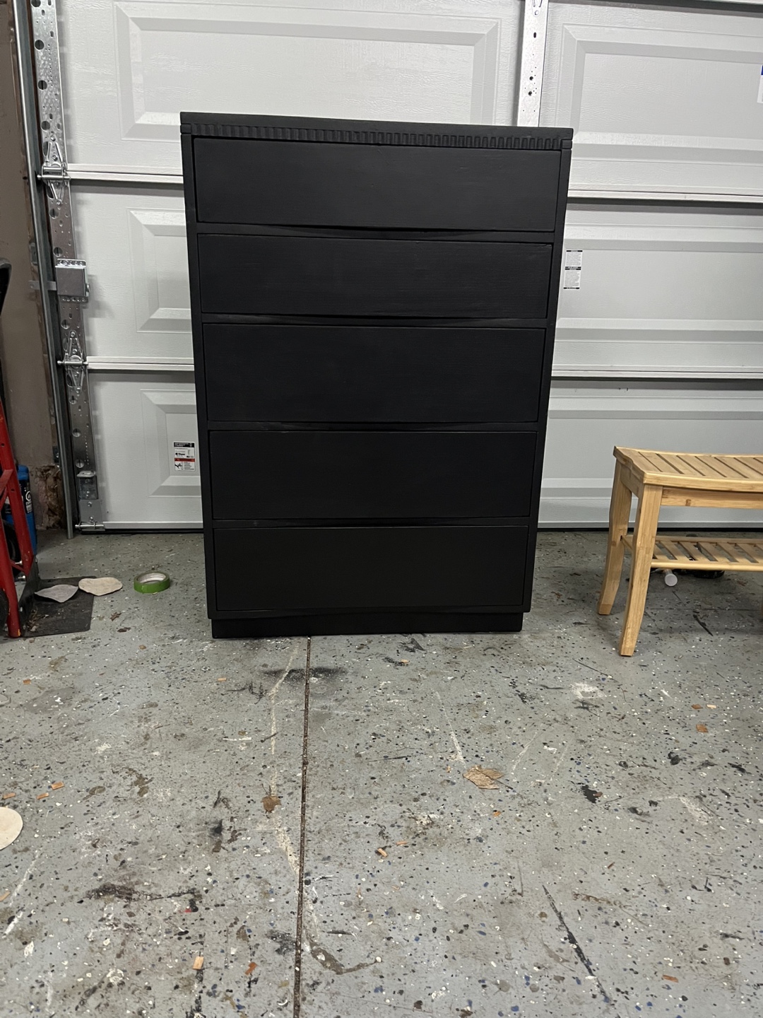 Beautiful Black Five-Drawer Chest of Drawers