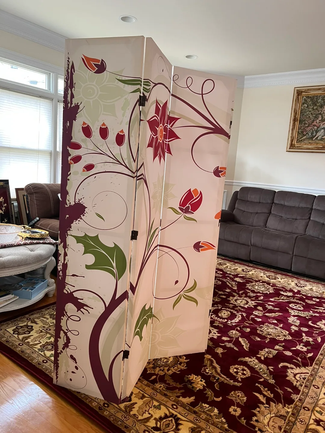 Three-Panel Room Divider, Floral Design image indicator(3)