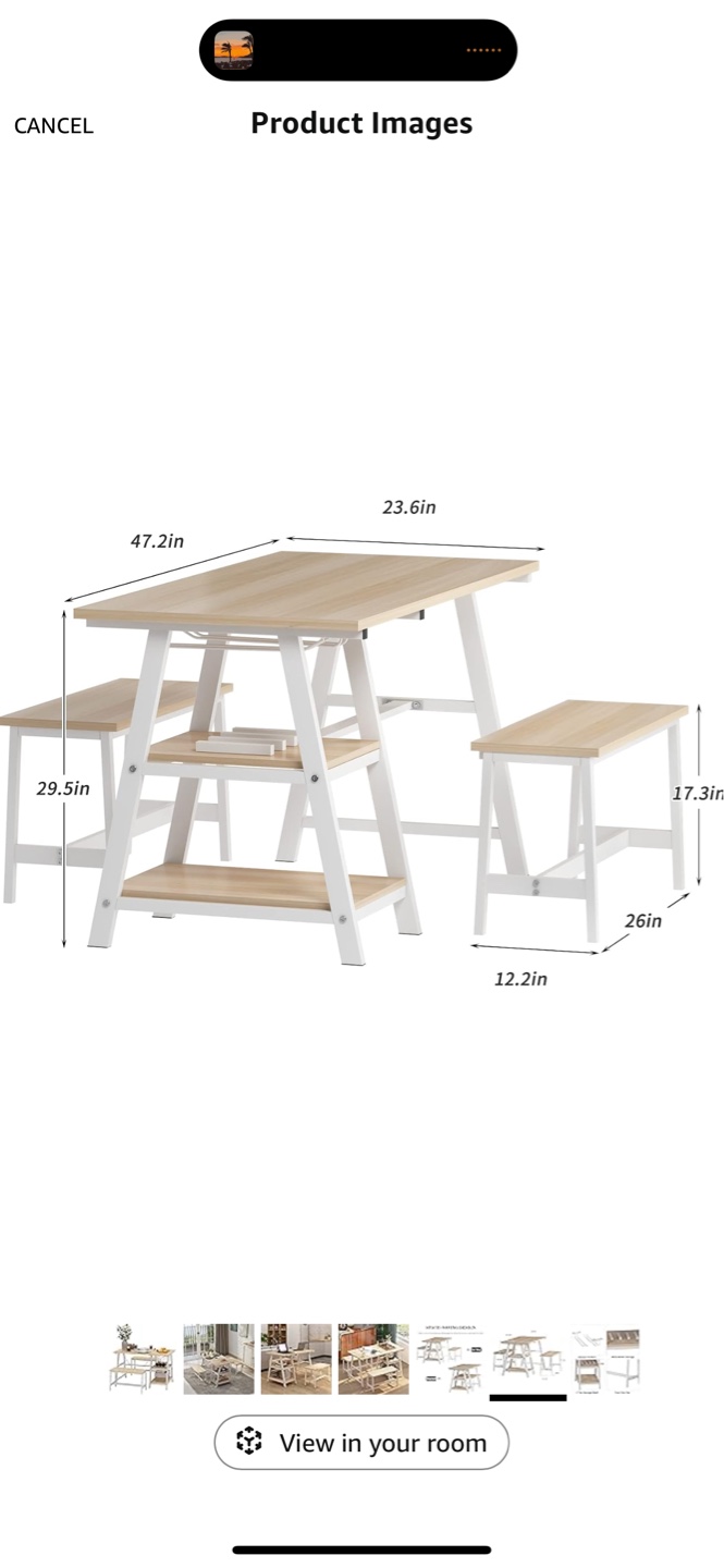 Kitchen Table Set with Two Benches - photo 5
