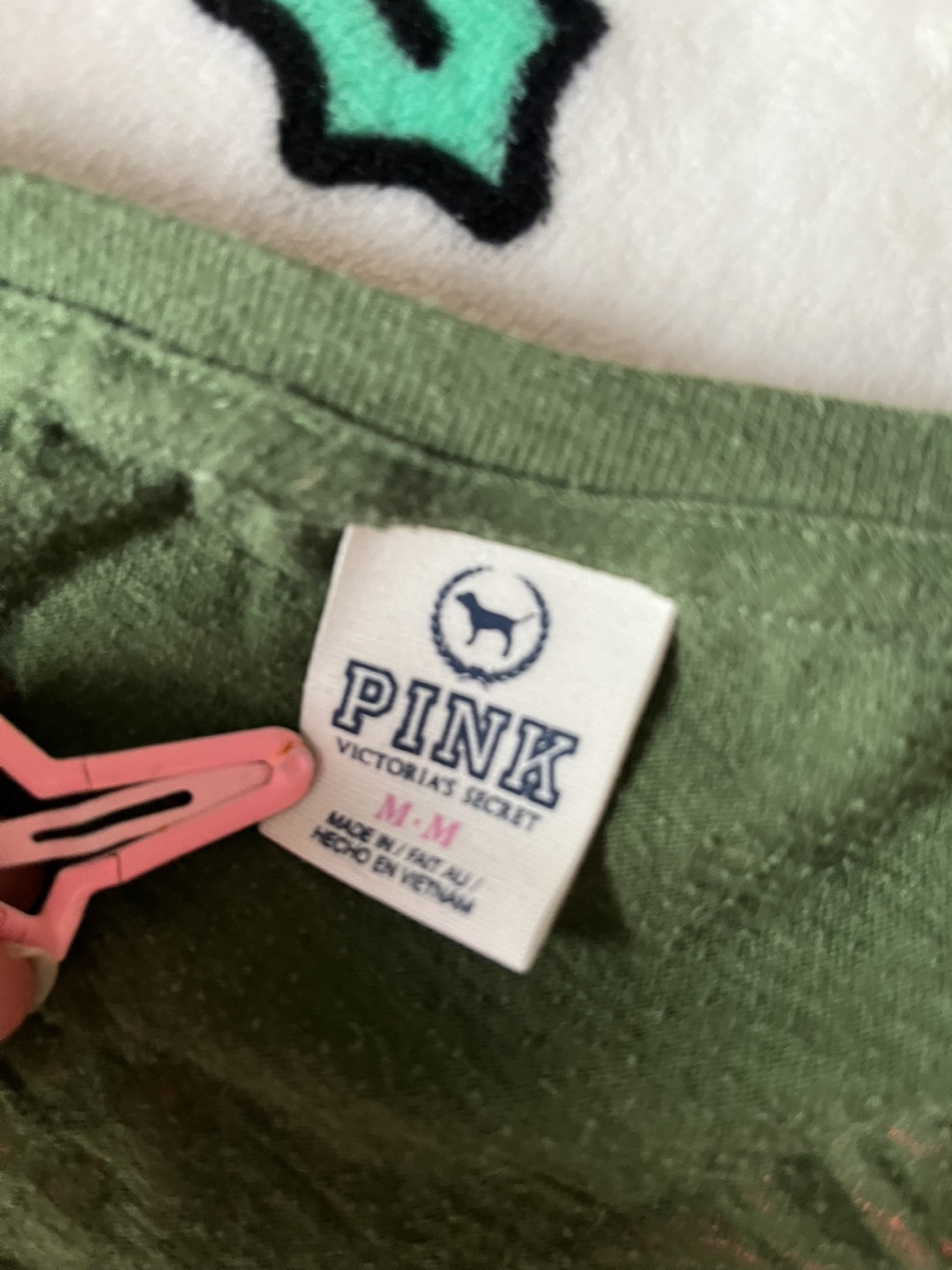 Pink Victoria's Secret Olive Green T-Shirt Sz M - photo 4