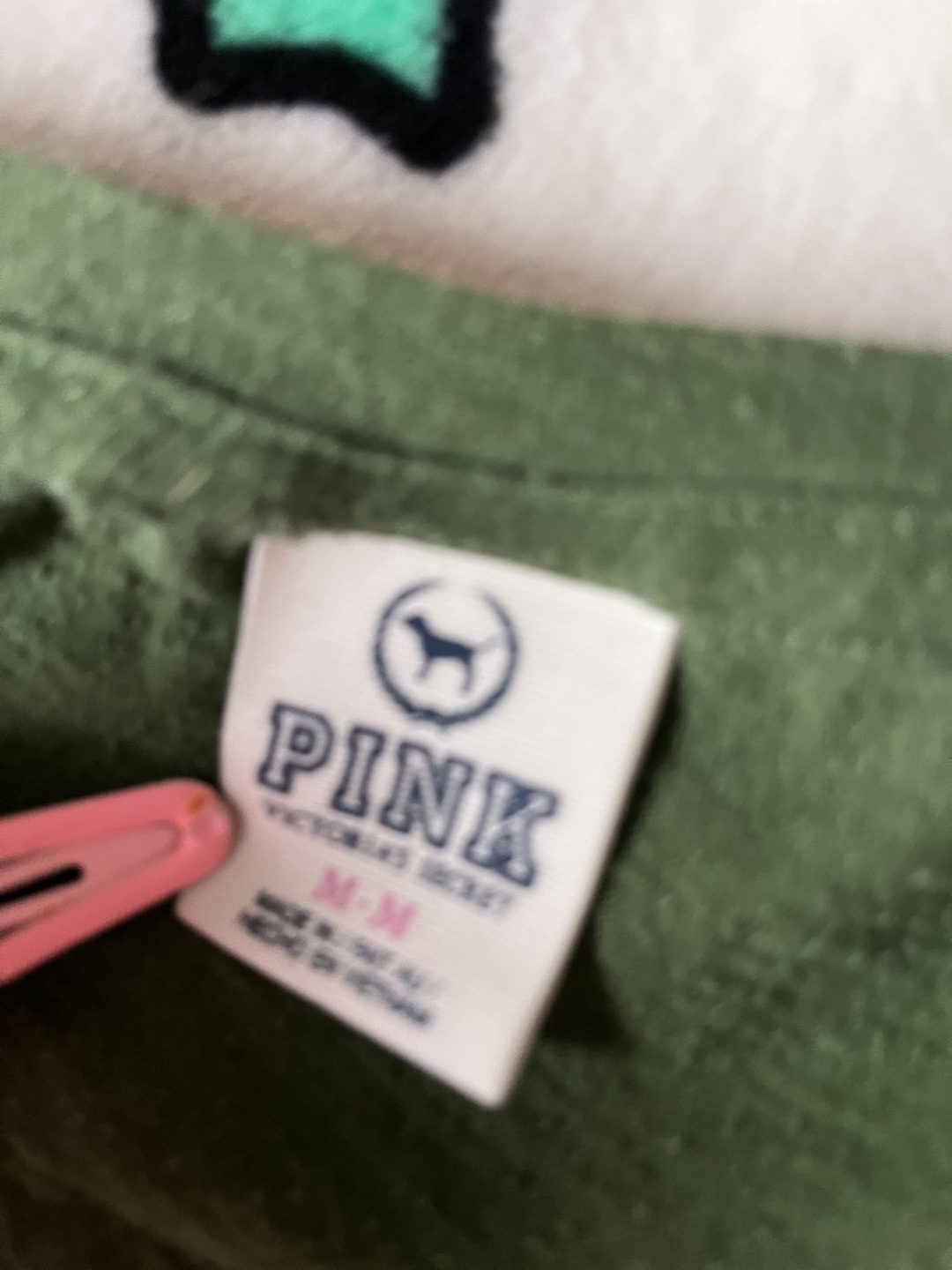Pink Victoria's Secret Olive Green T-Shirt Sz M - photo 3