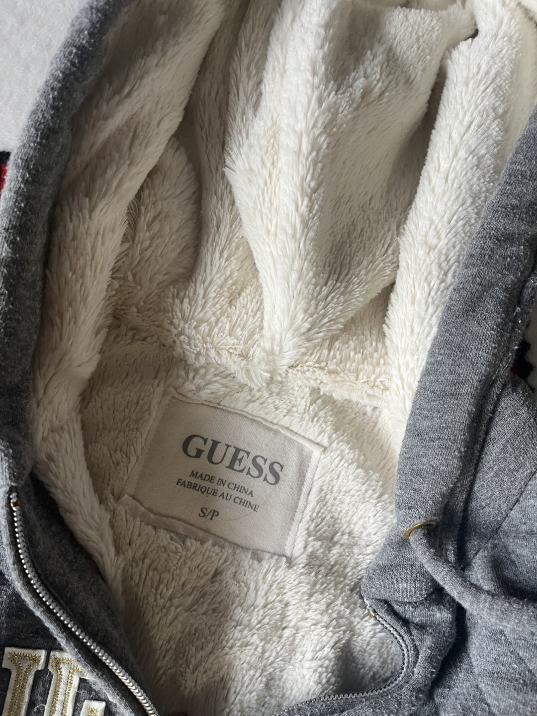 Guess Grey Quilted Sherpa Lined Zip-Up Hoodie - photo 3