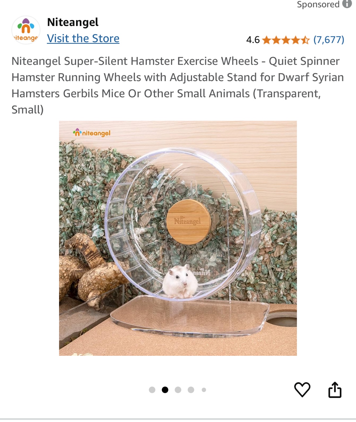 Niteangel Super-Silent Hamster Exercise Wheel - Small - photo 2