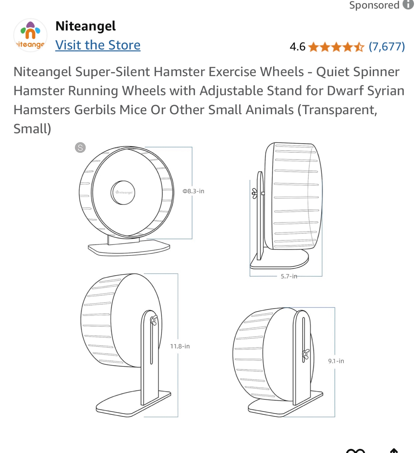 Niteangel Super-Silent Hamster Exercise Wheel - Small - photo 4