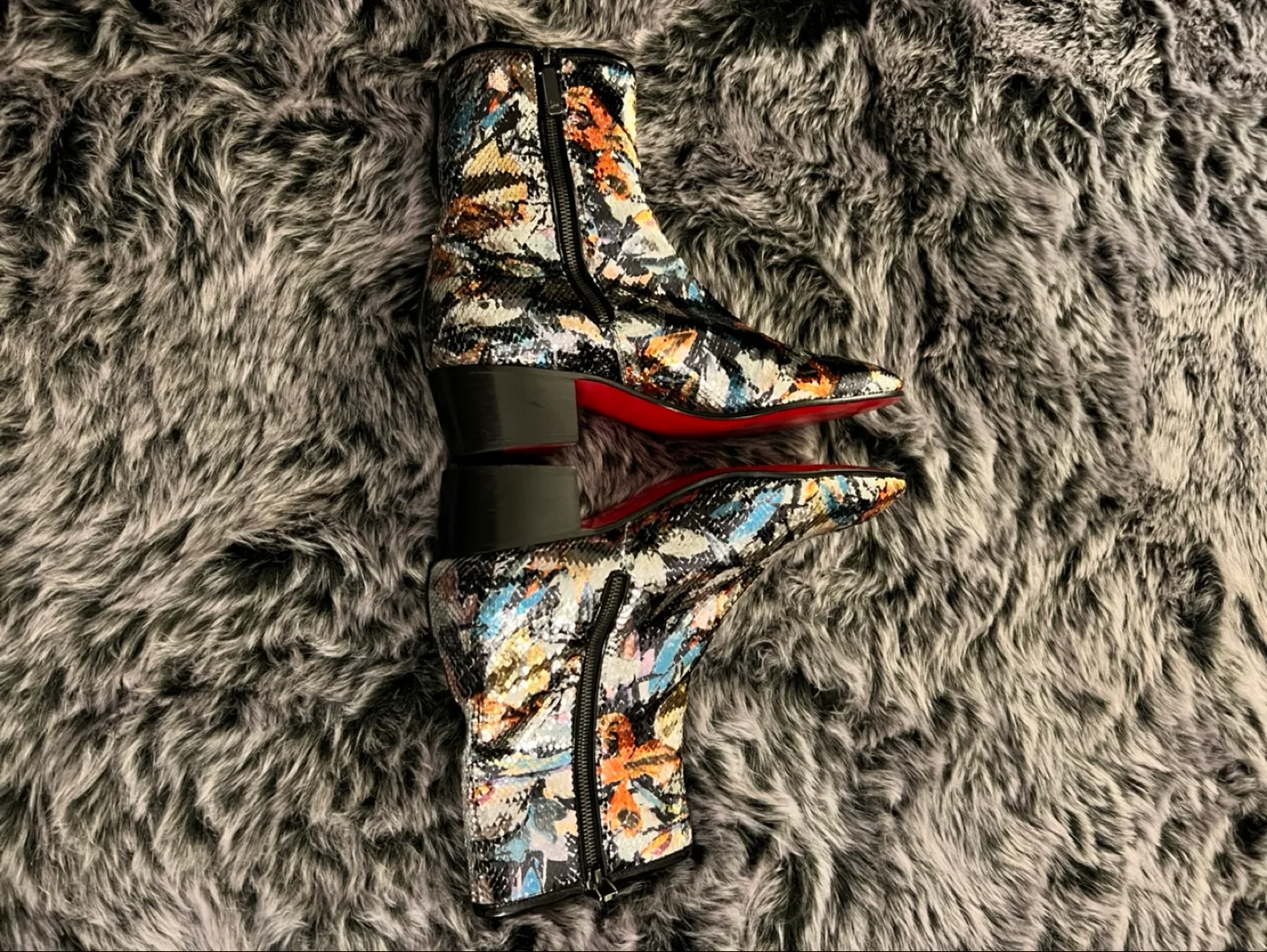 Authentic Christian Louboutin Multicoloured Sequin Ankle Boots image indicator(5)