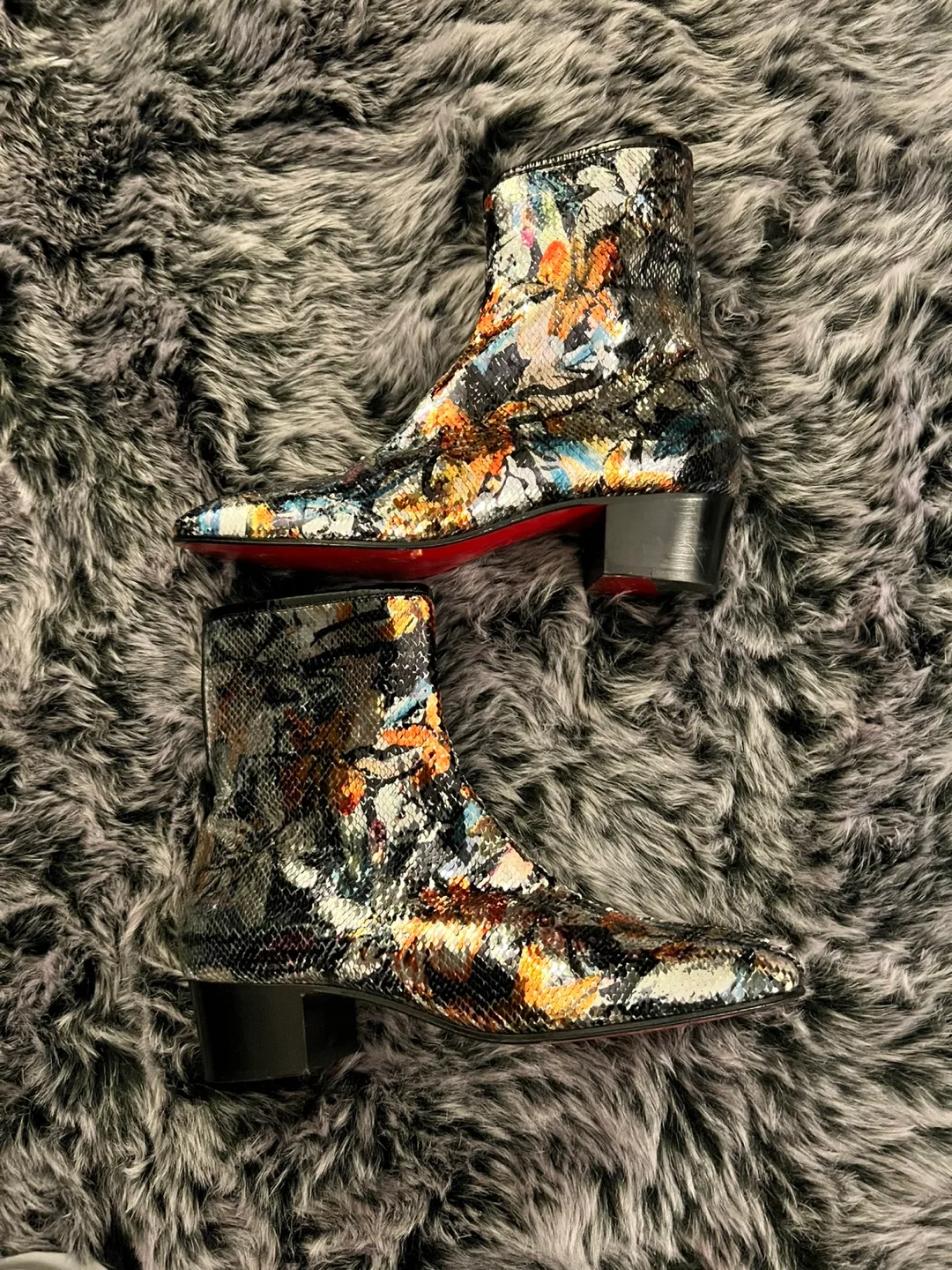 Authentic Christian Louboutin Multicoloured Sequin Ankle Boots image indicator(7)