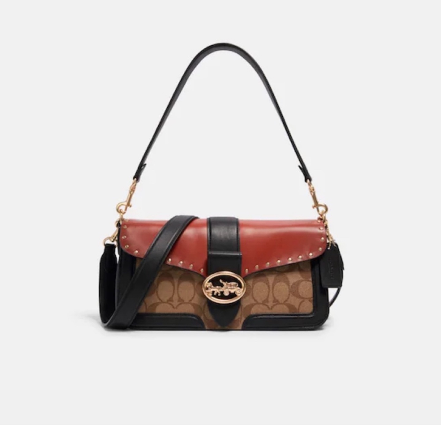 Coach Brown and Black Leather Shoulder Bag