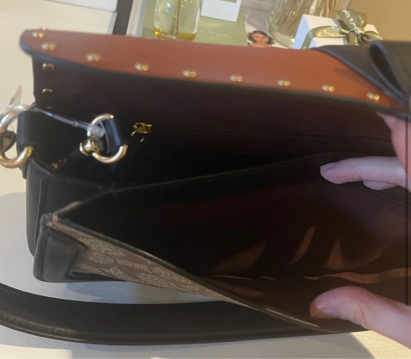 Coach Brown and Black Leather Shoulder Bag image indicator(4)