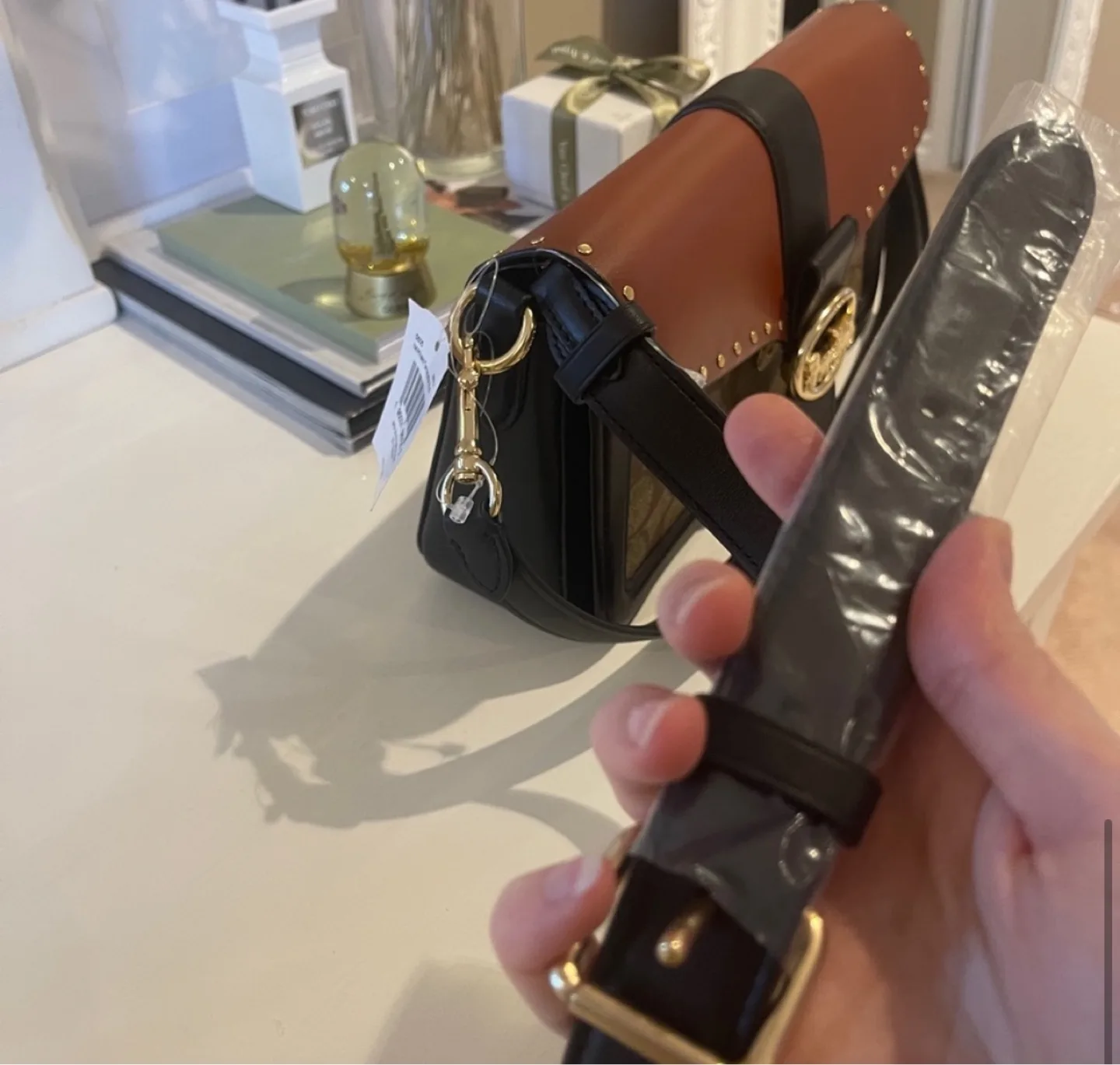 Coach Brown and Black Leather Shoulder Bag image indicator(7)